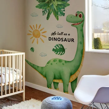 Тапет с динозавром голям размер за декор на стаята на момчето, сладки животни, етикети с динозаври на стени, постер за украса на детска стая, стенни стикери