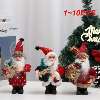 1 ~ 10ШТ Кукла на Дядо Коледа, Настолна уникална сладка цветна кърпа, Скъпа играчка Плюшен Дядо Коледа, Окачен украшение, настолни украса