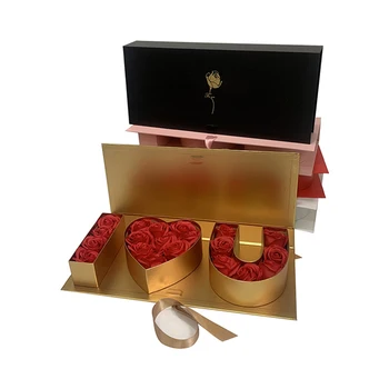 Подарък кутия с цветя, обичам U, Картонена опаковка във формата на буквата, наполняемая за опаковане на Подаръци, Подарък кутия на Ден, Свети Валентин, Опаковъчна кутия