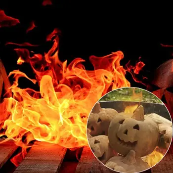 Реалистичен ефект на пламъка, сигурна тиква, Страховито подпори от тиква за Хелоуин, Термостойкое украса за камината с огнената яма