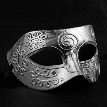 Златен / сребърен мъжки маска римски гладиатор за венециански карнавал, маска за парти Mardi Gras Mask