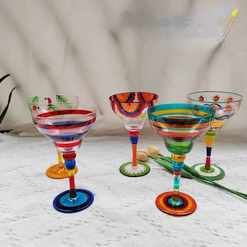 Креативна цветна рисувана чаша за вино Margaret glass, коктейлна чаша Мартини, чашата за червено вино