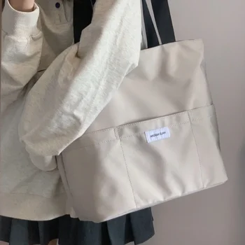 Дамска чанта-тоут, эстетичная однотонная Студентски ежедневна чанта, чанта през рамо, Оксфорд Множество плажната чанта за пазаруване 2023