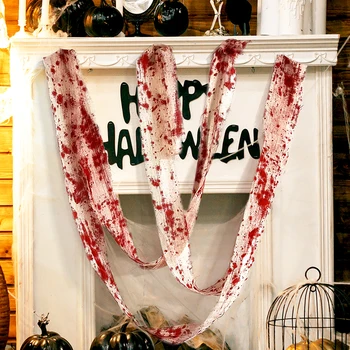 3 м Хелоуин ужас кървава кърпа на ивици Марля сигнал лента Лента Хелоуин парти у дома открит декорации Хелоуин парти декор