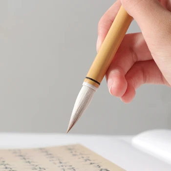 Четка за калиграфия от Вълна коса Ласки Оуян Xun Обикновена Четка За писане сценария Mi Fu Running Cursive Caligrafia Brush Pen