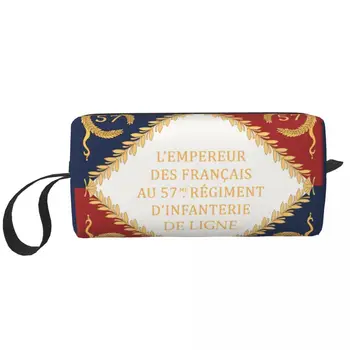 Наполеоновите Френски козметични чанти Drapeaux от 57me D ' infanterie de Ligne Косметичка Стилна Пътна Чанта за съхранение в Чантата си