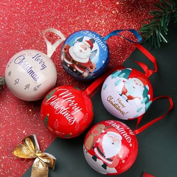 Креативна Коледна кутия за бонбони, калай топка, Подарък кутия за бонбони, Украса, Дядо Коледа, Подвесная Коледно Дърво, за да проверите за diy