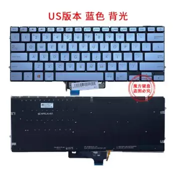 Американска клавиатура за ASUS ZenBook 14 UX431 UX431FL UX431FLC UX431FA UX431FN UX431DA U4500F X431 V431 K431 S431 S431 X431FAC със синя подсветка
