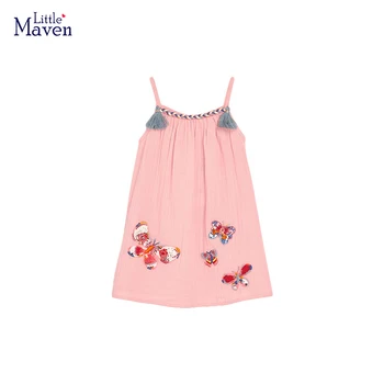 Рокля Little Maven за малки момичета, детски дрехи, розова принцеса рокля без ръкави, детски дрехи с пеперуда, летни рокли