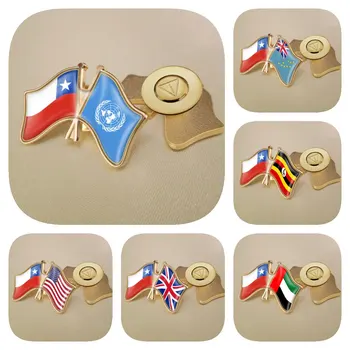 Обединените Арабски Емирства Чили и Тувалу Уганда Обединено Кралство на Организацията на Обединените Нации Съединените Щати С Кръстосани знамена Приятелство на лацканах
