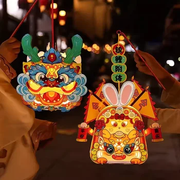 Направи си САМ Китайската нова година Хартиен Фенер 2024, Традиционен Китайски Годината на Дракона, Картонени Фенери, Окачване, Интериор за Пролетния фестивал, е Подарък