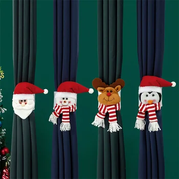 Коледен Карикатура Закопчалка За Завеса Пингвин На Дядо Коледа, Снежен Човек Лосове Титуляр За Завеса Коледна Декорация За Дома Хотел Коледен Завеса Аксесоари