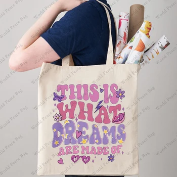 1 предмет, Лизи Макгуайър, от което са направени мечтите си, холщовая чанта-тоут за момичета, чанта-тоут с модел, холщовая чанта през рамо за пътуване