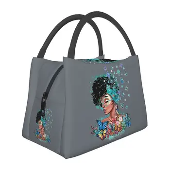 Изработена по поръчка Женствена чанта за обяд в африканския стил Gril Black, Мъжки чанти-хладилник, топло изолиран обяд-бокс за пътуване в офиса