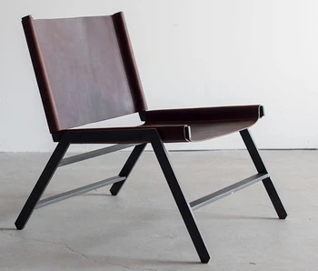 Италианско минималистичное седлото, кожен стол за релакс, модерен разтегателен диван и фотьойл за един човек.