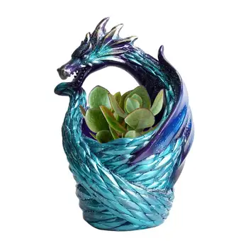 Ваза за цветя, декоративна ваза за цветя във формата на дракон, за многократна употреба саксия от смоли, цветен контейнер на ферма за домашен интериор плотове