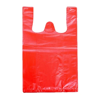 40/50 бр. Червена пластмасова торбичка, чанта за пазаруване в супермаркета, подарък чанта за пазаруване, удебелена с дръжка, чанта за жилетка, чанта за съхранение в кухнята, Чисти торба за боклук
