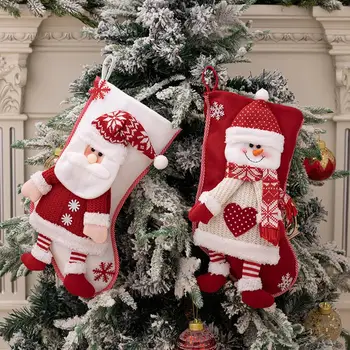 Отглеждане в стила на Дядо Коледа, за многократна употреба Коледни чорапи, вязаный Дядо Коледа, дизайн на Снежен човек, Коледна елха, подвешенная за парти