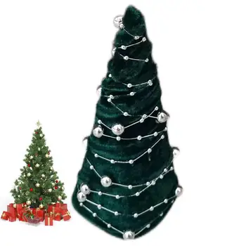 Кадифе на коледни елхи, коледни украси, трайни кадифена коледна елха, меки и удобни, с мъниста за Коледа
