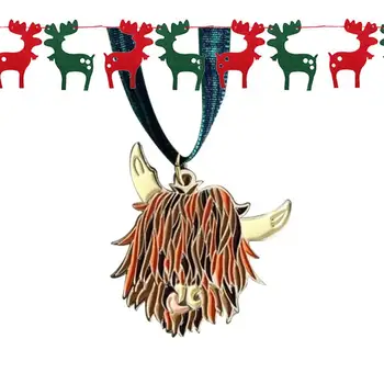 Коледна украса от най-високите крави Шотландски украса от най-високите крави за коледната елха С шарени бик Автомобилни Висящи Аксесоари за