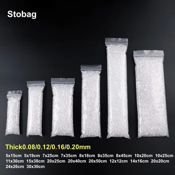 StoBag 100шт Найлонови прозрачни торби с цип, дълги Самоуплотняющиеся прозрачни торби за опаковане на хранителни продукти, Пластмасови водоустойчиви опаковки за еднократна употреба съхранение
