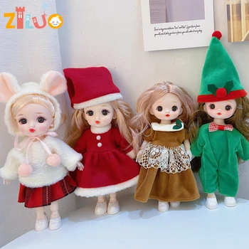 Кукли BJD 1/12 16 см, кукла Коледната серия, многошарнирные 3D Големи очи, наряжают Сладки кукли, Играчки за момичета, Детски подаръци за рожден Ден и Коледа