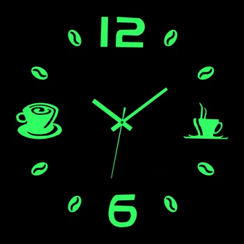 Стенен часовник във формата на кафе чаши, отразени самозалепващи етикети 