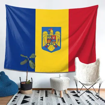 Румънски Квадратен Флаг-Герб Естетически Домашен интериор, Гоблен В Стил Хипи, Стенни Гоблени за Хол, Спалня, Стая в Общежитието
