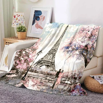 Винтажное одеяло с принтом английската кула, фланела, Мек плюш, покривка за дивана-легло, Плюшевое юрган, подарък за поръчка на одеало за къмпинг