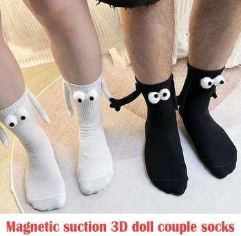 Чорапи за двойки Сокс Лятна мода Забавни творчески чорапи със средна дължина, Черни, Бели чорапи с мультяшными очи