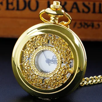 Модни златни реколта елегантни дамски джобен часовник с кварцов механизъм, окачени часовници, уникални подаръци, джобни часовници унисекс и ключодържатели ключодържател