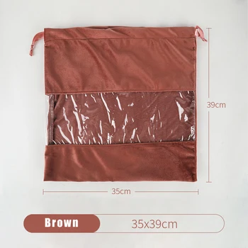 35 x 39 см, 5 цвята, кадифена торба за прах за чанти, лента длъжен с прозрачен прозорец от PVC, чанта за съхранение на обувки