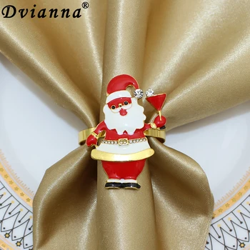 Пръстени за салфетки Дядо Коледа 6шт, Коледни пръстени за салфетки, държач за обслужване на масата за хранене, пръстени за коледната сватба