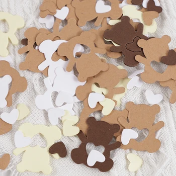 150шт Хартиени конфети с участието на мечки Kawai във формата на сърце за детски рожден ден, детски душ, сватбени Конфети парти