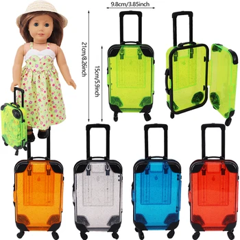 Цветен Прозрачен Багажа за 18-инчовата Американската Кукла и 43-Сантиметровой Кукли-Реборн, Аксесоари За Кукольной Дрехи, Куфар За Съхранение на Играчките