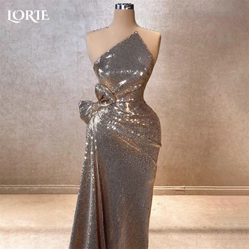 LORIE Луксозни блестящи вечерни рокли русалка в Дубай с гънки върху раменете, рокля за бала, без ръкави, празнична рокля с отворен гръб 2024 г.