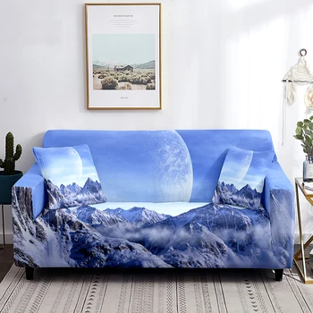 Калъф за дивана Snow Mountain модел на съвременния природен зимния сняг, разтеглив седалките, моющаяся защита мебели от петна от прах