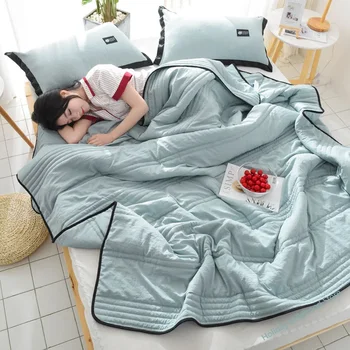 Лятото Стеганое одеяло с климатик, Коварен шарени Леко одеяло, в пълен размер, Дишаща диван, Офис легло, пътнически одеяла, каре за пътуване