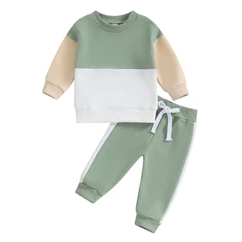 Комплект панталон за новородени, за по-малките момчета ежедневна контрастен цвят, hoody свободно, намаляване и панталони с еластичен ластик на талията, костюми за деца