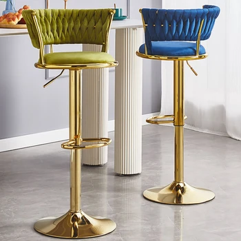 Луксозен, Въртящ се Дизайн бар стол за сядане Регулируема Злато Кафе с Кухненски стол Модерна часова Cadeira Шезлонг Sandalye Furniture HD50BY