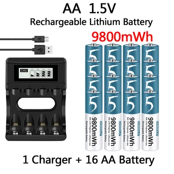 Батерия тип АА от 1,5 Акумулаторна Полимерна Литиево-йонна Батерия Тип АА Батерии за дистанционното управление мишка фен Електрическа играчка с USB зарядно устройство