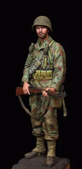 Неокрашенный комплект 1/16 Фигурка на войник пехота на САЩ в Нормандия Историческа Фигурка от смола миниатюрен гаражно комплект