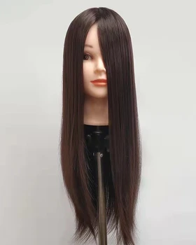 22-инчов два цвята манекен-глава на кукла за прически от высокотемпературного влакна, тренировочная корона за коса за практически прически
