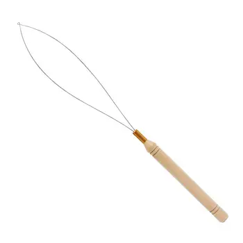 Инструмент за удължаване на косата, Нишката за удължаване на коса и Игла с дървена дръжка, Нитевдеватель за силиконови пръстени, мъниста, пера