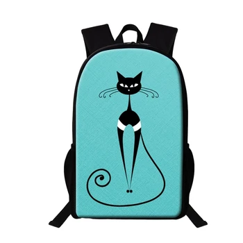 Cartoony Арт-котка, 16-инчов раница за тийнейджъри, училищни чанти с домашен любимец принтом, модерен раница за момичета и момчета, детска чанта за книги