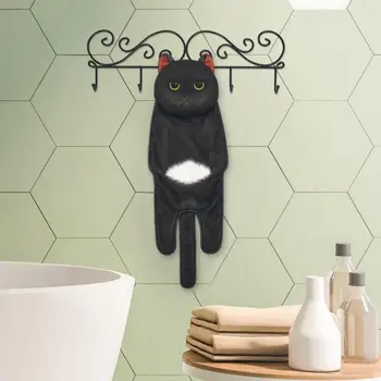 Кърпи за ръце със забавна котка, Хавлия за баня и кухня за ръчно пране с висящи вериги, бързо съхнещи Меки абсорбиращи творчески кърпи от микрофибър