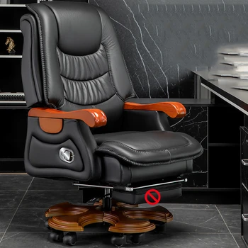 Луксозен кожен офис стол Бос Ергономични оранжев цвят С поставка за краката, комфорт на съня, Офис мебели Cadeira Gamer