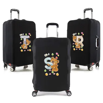 Защитен калъф за пътищата багаж с принтом мечка от 26 букви за 18-32-инчов аксесоари за пътници Еластичен защитен калъф за куфара в количката