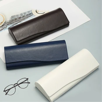 Нова чанта за очила за четене от изкуствена кожа, однотонная кутия за слънчеви очила, Прости чанти за съхранение на очила, Водоустойчиви аксесоари за очила.