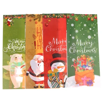 50шт Коледа Дядо Коледа, Снежен човек, Пликове за бонбони, Пластмасов Подаръчен пакет, Весела Коледа 2024, Домашен интериор, новогодишни аксесоари за партита.